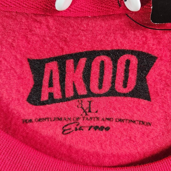 NEW AKOO Sweater Men 3XL Fleece Lined Manassehy Hip Hop Red Cool - Picture 4 of 10